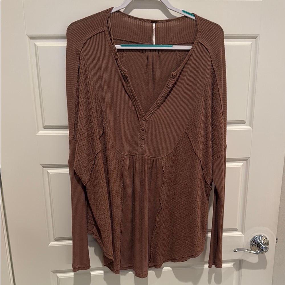 Free People Leo Henley Buttoned Top